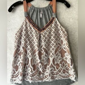 Xhilaration Babydoll  Lace Layered Tank Top Size Small Boho Fairycore